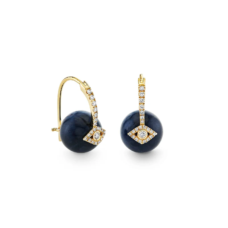 Gold & Diamond Eye Sapphire Earrings