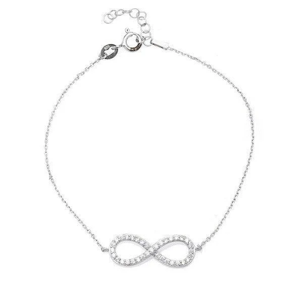 Sterling Silver Cubic Zirconia Infinity Bracelet, 7"