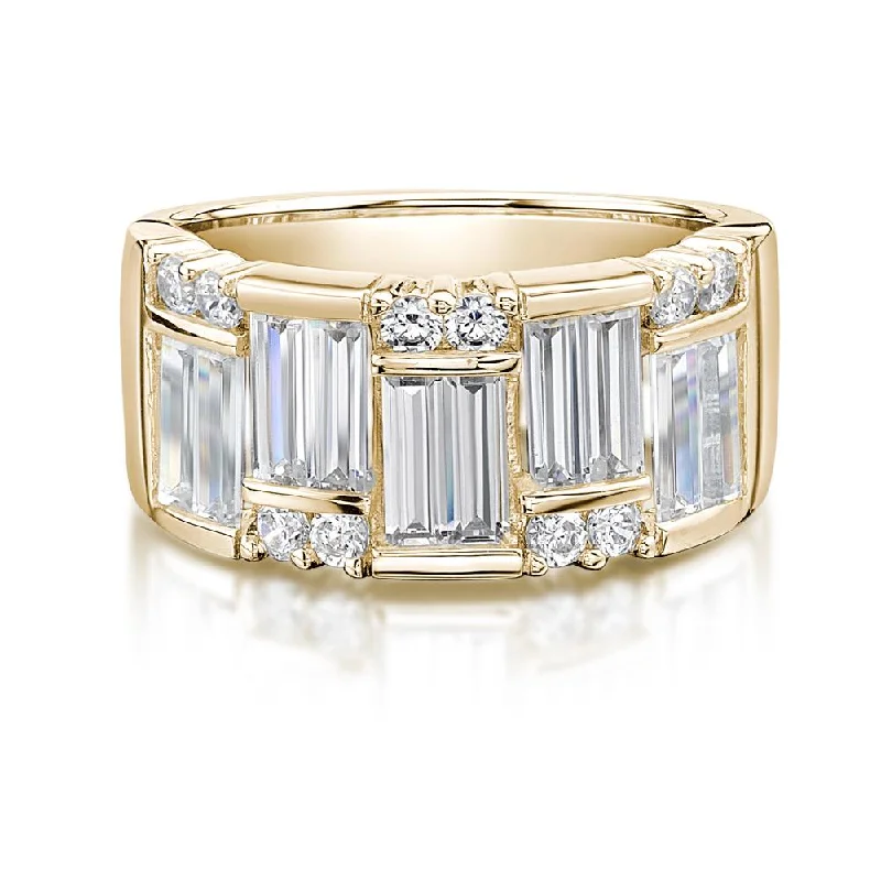 Dress ring with 3.3 carats* of diamond simulants in 10 carat yellow gold