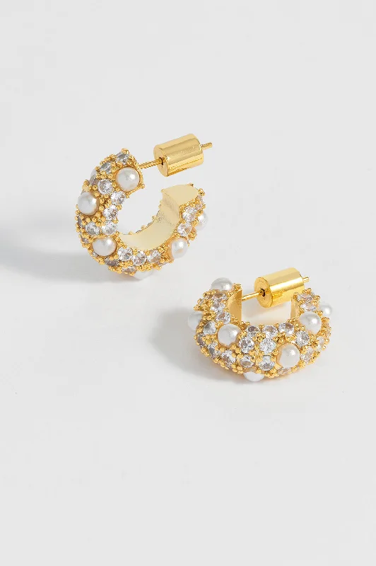 Embellished Pearl and CZ Hoops