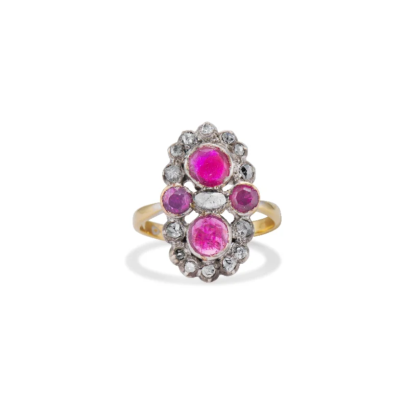 Georgian Ruby and Rose Cut Diamond Ring