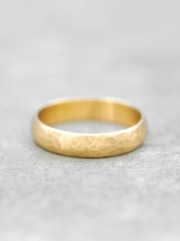 14K 5mm Hammered Rounded Matte Finish Band