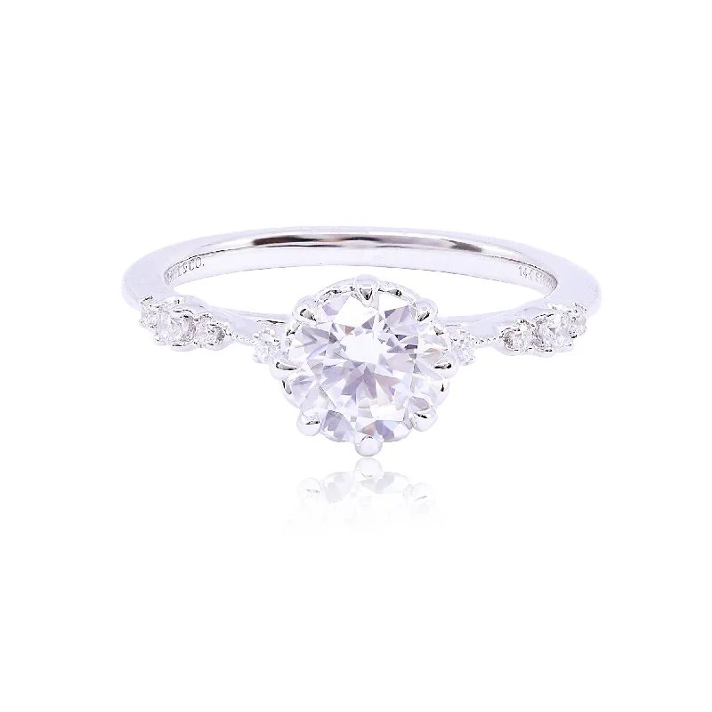 GABRIEL & CO. 14K WHITE GOLD STARLIGHT COLLECTION DIAMOND ENGAGEMENT RING - SETTING ONLY