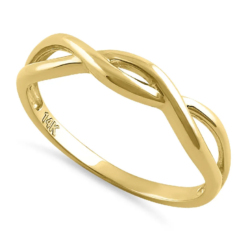 Solid 14K Yellow Gold Plain Braided Ring