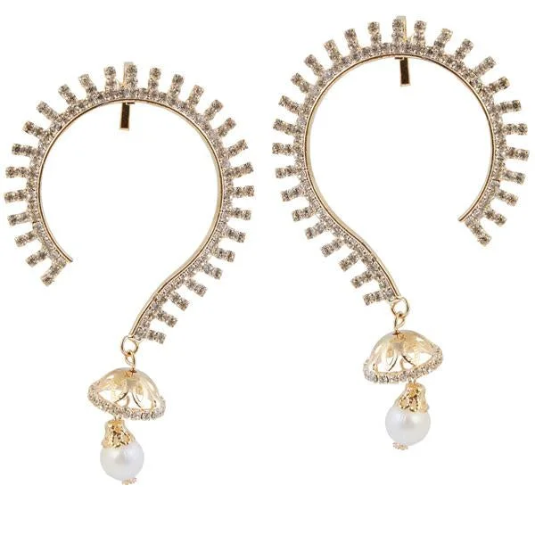 Tip Top Fashions White Austrian Stone Gold Plated Ear Cuff - 1303810