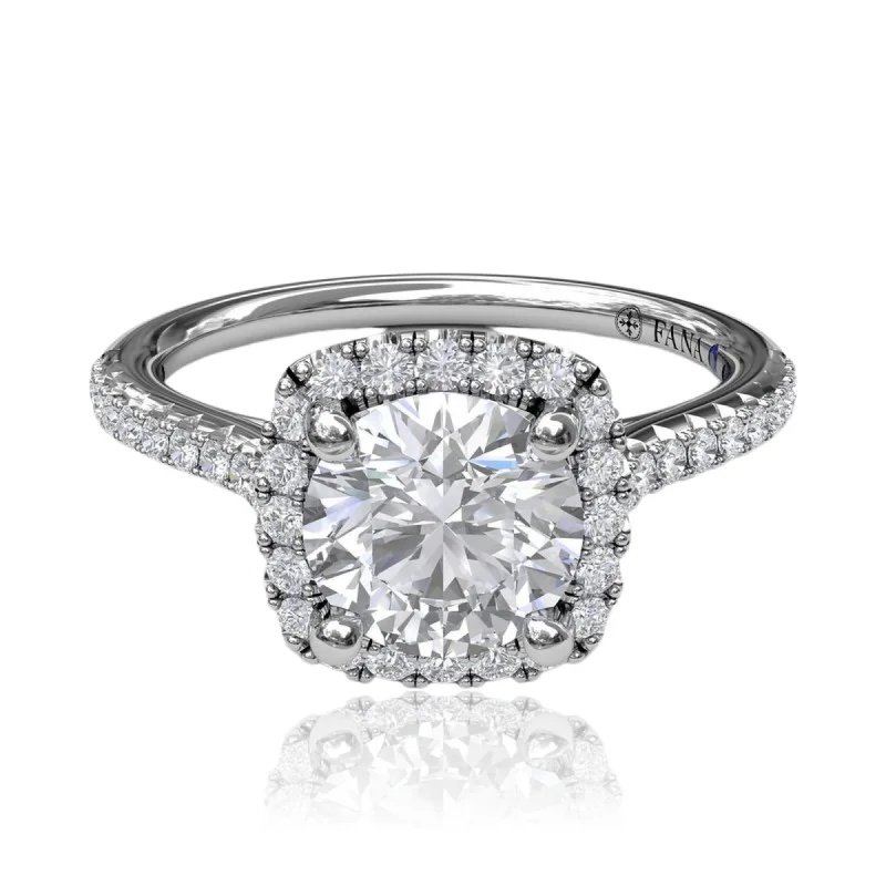 14K WHITE GOLD DIAMOND HALO ENGAGEMENT RING - SETTING ONLY