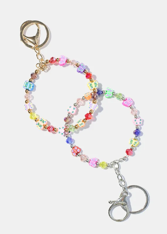 Multi Color Butterfly Keychain Bracelet