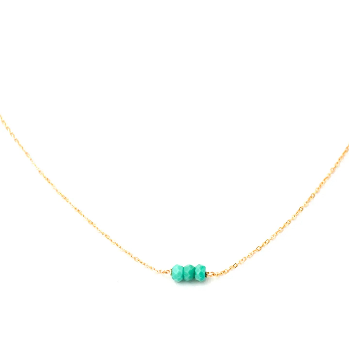 Three Tiny Turquoise Beaded Necklace