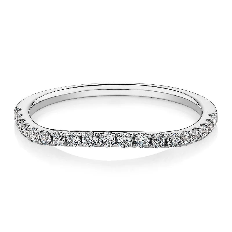 Curved wedding or eternity band in 10 carat white gold