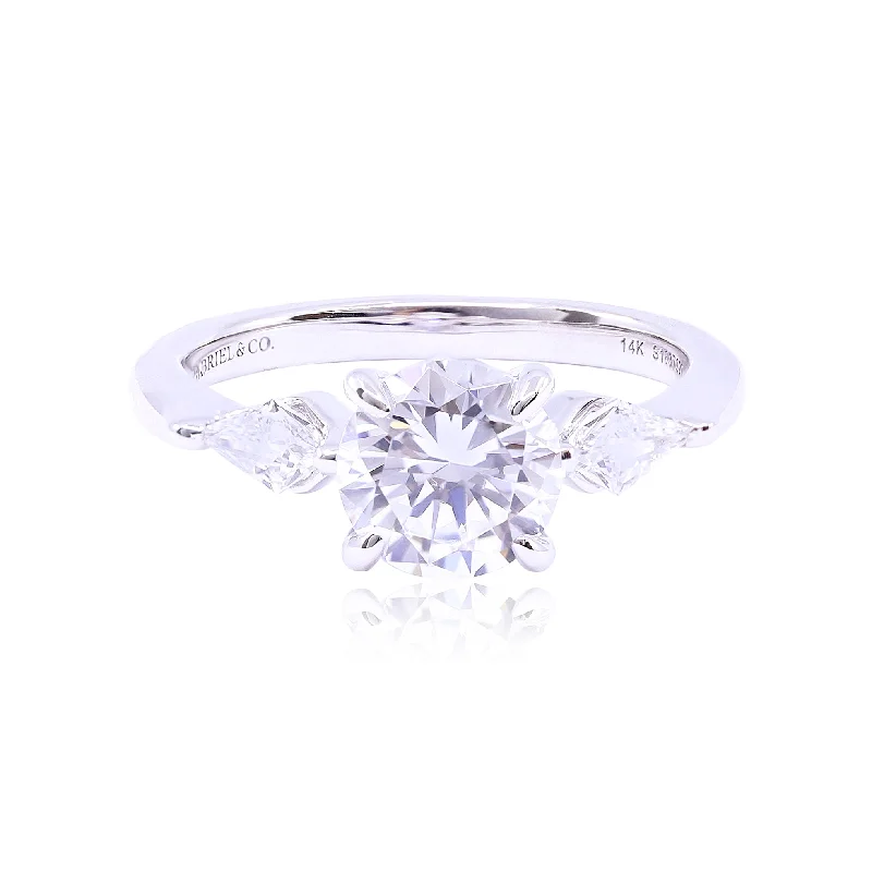 GABRIEL & CO. 14K WHITE GOLD CLASSIC COLLECTION 3 STONE ENGAGEMENT RING (SETTING ONLY)