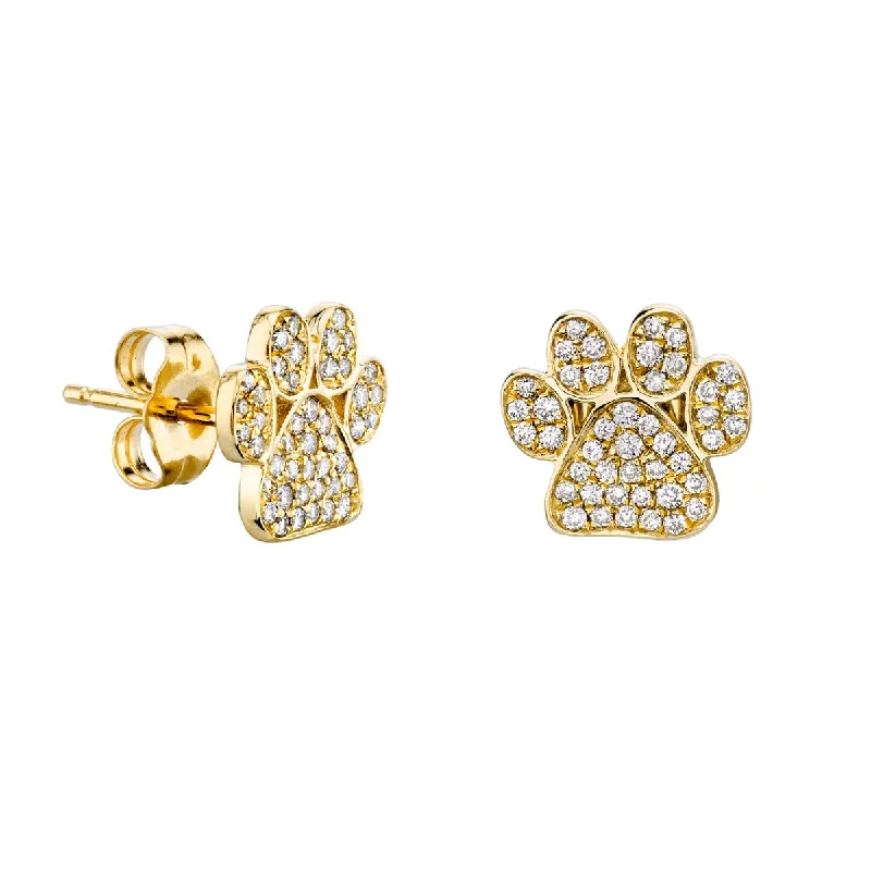 Gold & Diamond Paw Stud