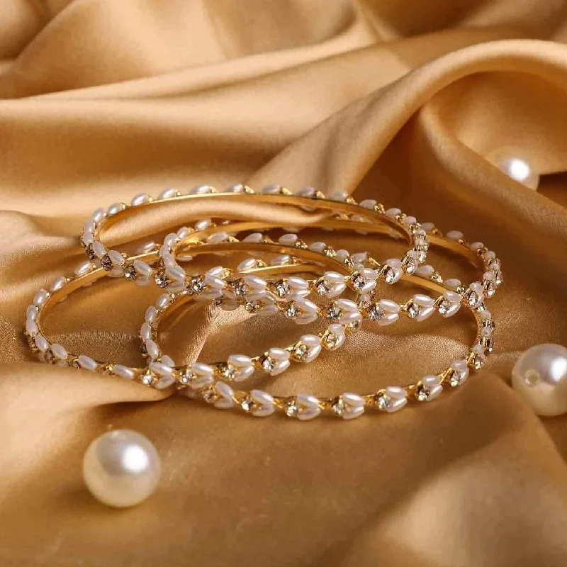 Pearl Bangle Bracelet Set