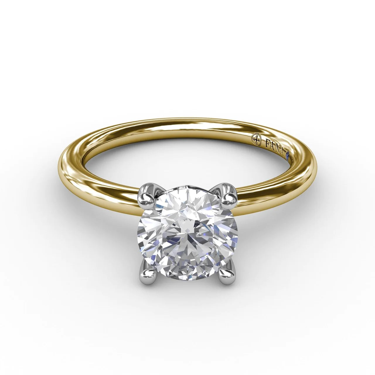 14K YELLOW GOLD FOUR-PRONG DIAMOND SOLITAIRE ENGAGEMENT RING MOUNTING (SETTING ONLY)