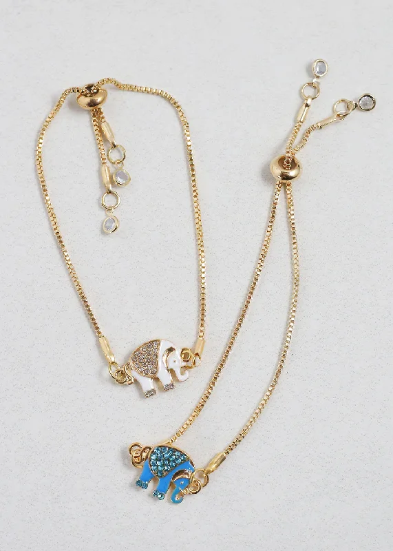 Gold Elephant Charm Bracelet