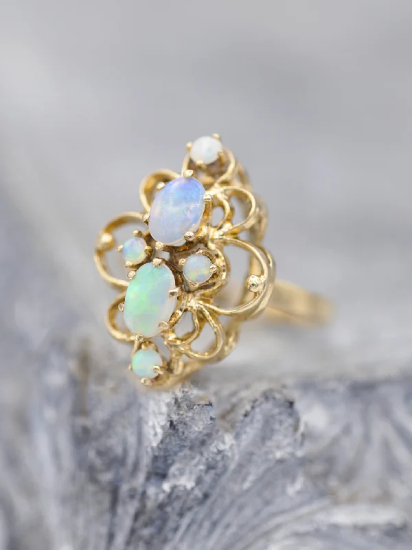 14K Antique Opal Marquis Ring