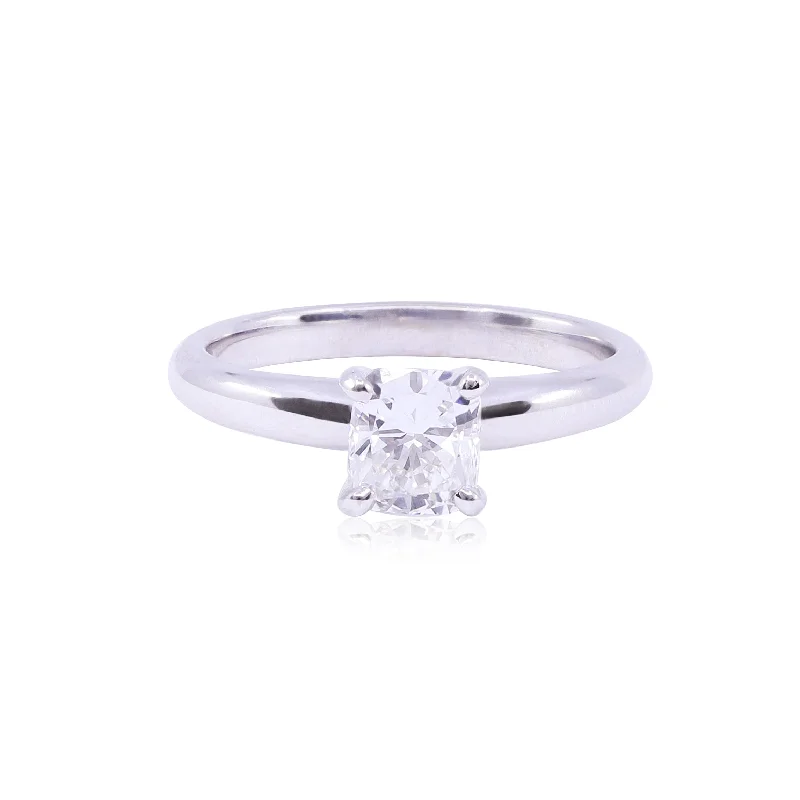 14K White Gold 1.00-Carat Cushion Cut Diamond Engagement Ring