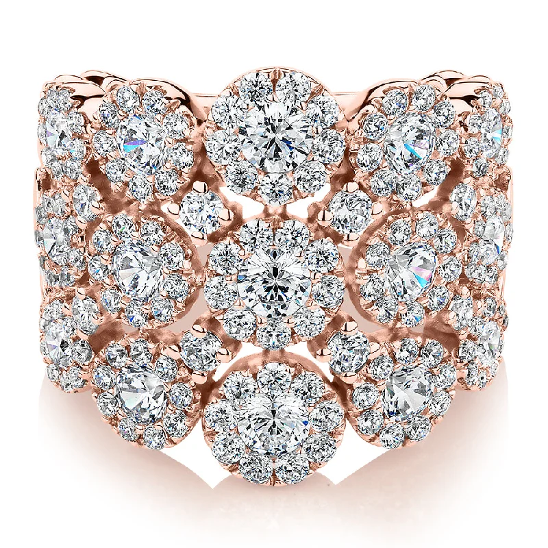 Celeste Dress ring with 2.86 carats* of diamond simulants in 10 carat rose gold