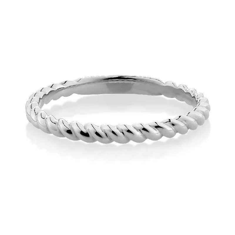 Plain Twist Celebration band in 10ct White Gold