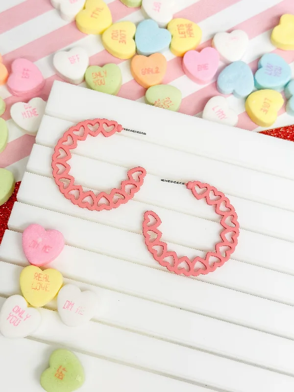 Hoop Of Hearts Earrings - Blush