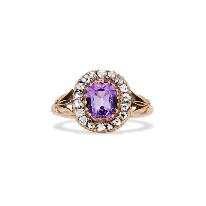 Victorian Amethyst Halo Ring