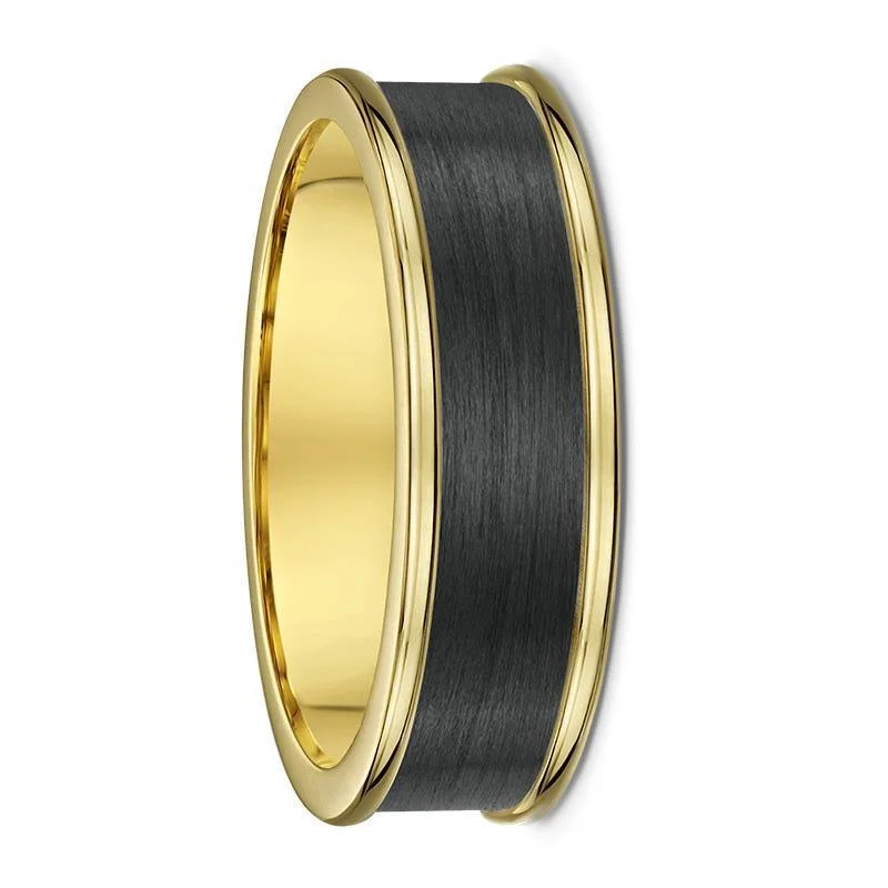 Yellow Gold and Carbon Fibre Wedding Ring - 585B00G