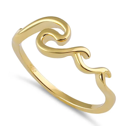 Solid 14K Gold Rolling Waves Ring