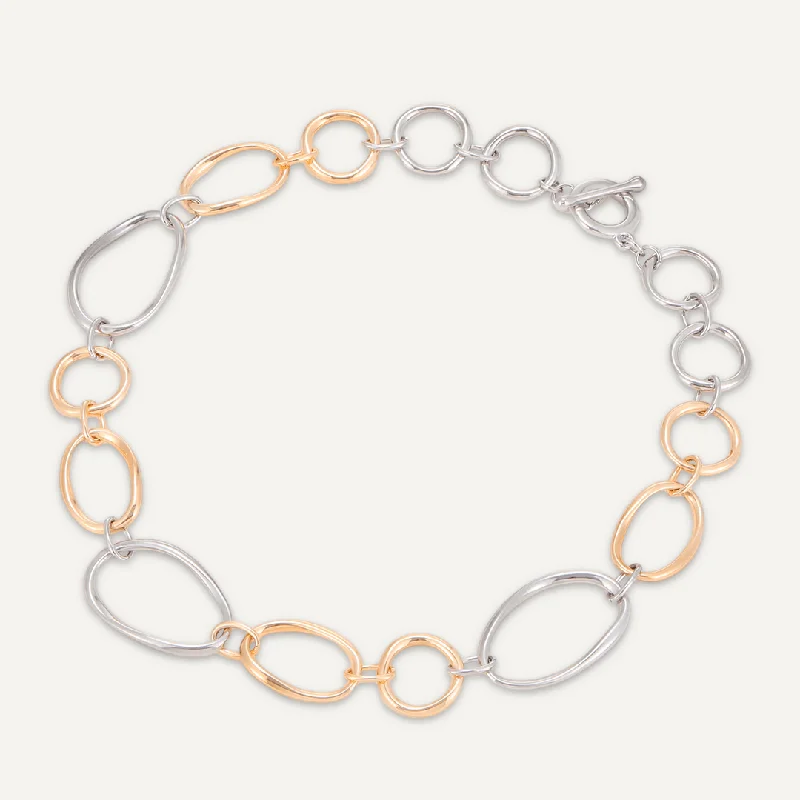 Geometric Hoops Short Necklace In Mixed Metal In Gold & Silver-Tone