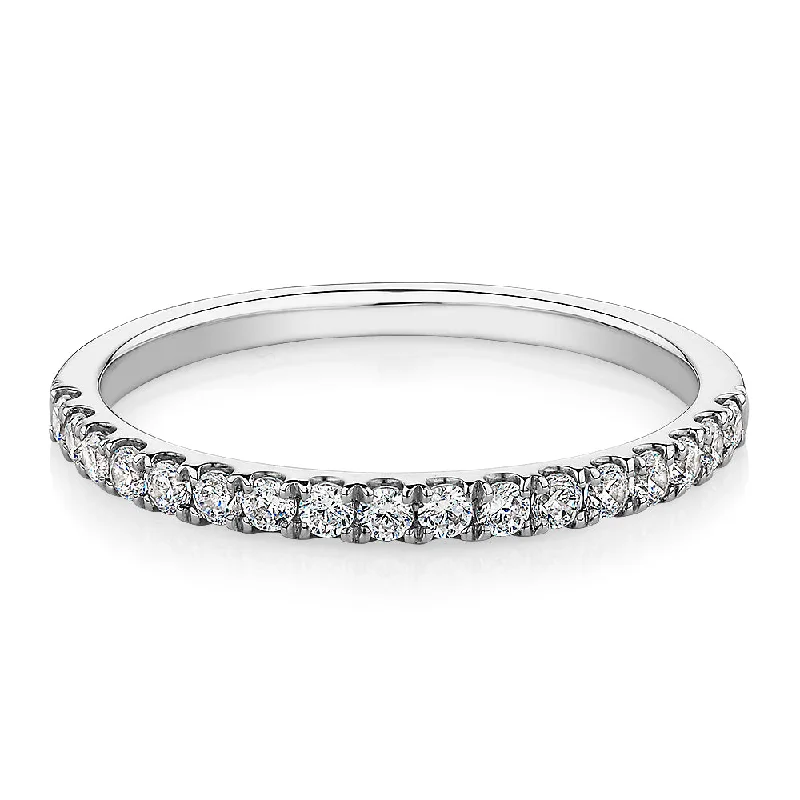 Wedding or eternity band with 0.25 carats* of diamond simulants in 10 carat white gold