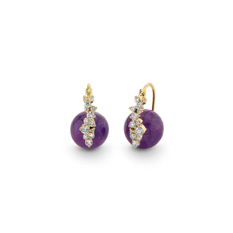 Gold & Diamond Cocktail Amethyst Earrings