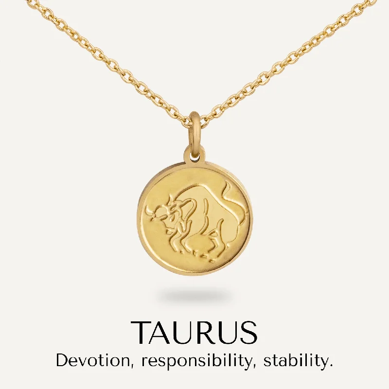 Taurus Zodiac Necklace In Gold-Tone (April 20 – May 20)