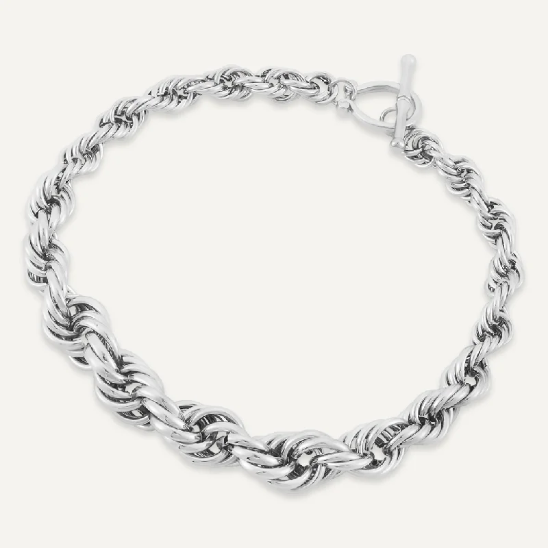 Contemporary T-Bar Necklace In Silver-Tone