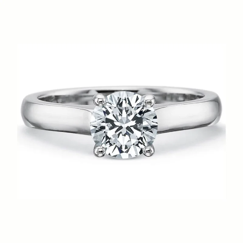 18K White Gold PETITE FLUSHFIT Diamond SOLITAIRE Engagement Ring MOUNTING (Setting Only)