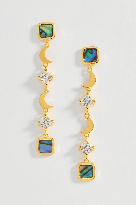 Abalone CZ Moon Drop Earrings