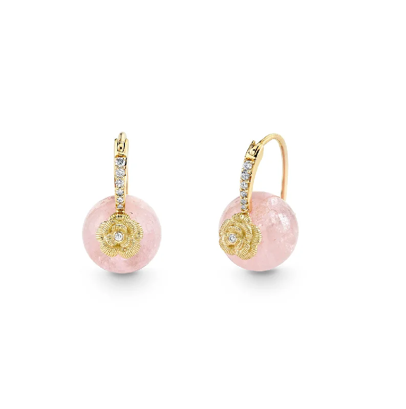 Gold & Diamond Rose Morganite Earrings