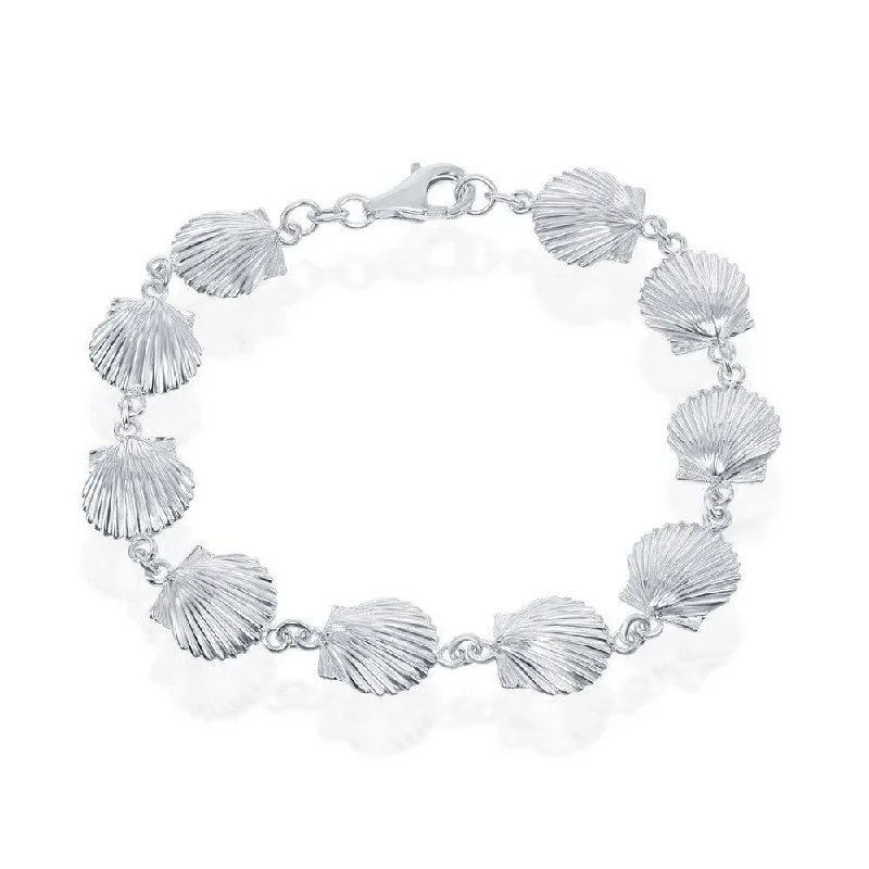 Sterling Silver Seashell Linked Bracelet, 8"