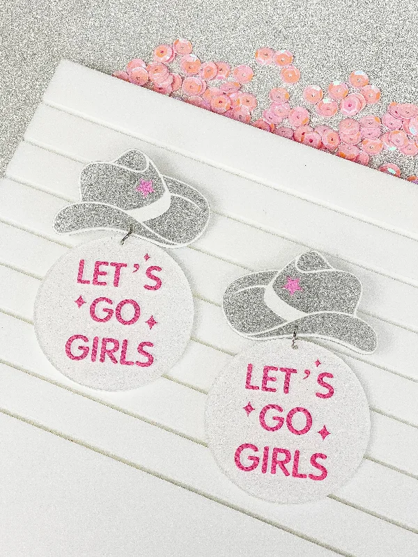 'Let's Go Girls' Glitter Dangle Earrings