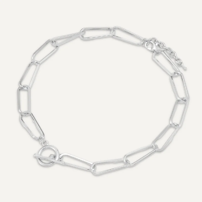 Short T-Bar Necklace In Silver-Tone