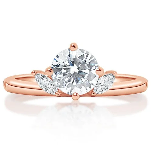 14K ROSE GOLD MODERN MARQUISE DIAMOND ENGAGEMENT RING MOUNTING (SETTING ONLY)