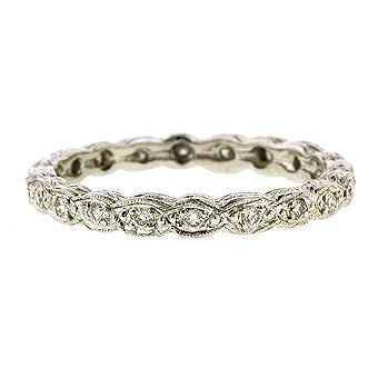 Rope Pattern Diamond Eternity Wedding Band, Platinum