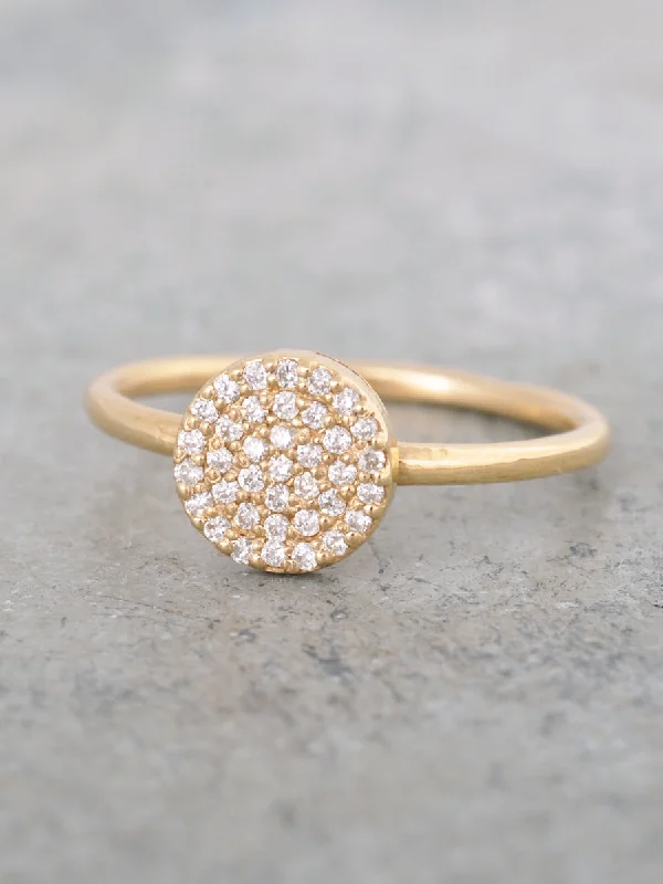 14K Pave Diamond Disk Ring