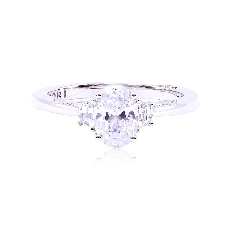 SIMPLY TACORI 18K WHITE GOLD 3 STONE DIAMOND ENGAGEMENT RING - SETTING ONLY