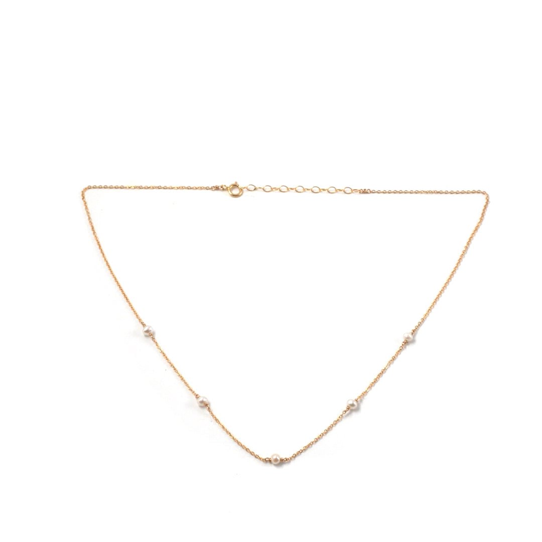 Tiny Pearl Gold Necklace