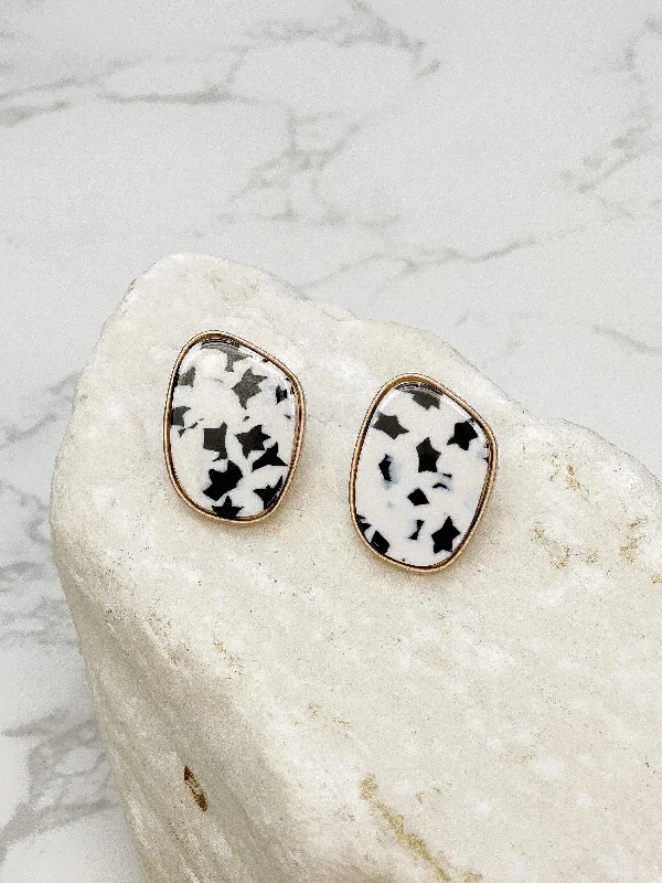 Black & White Stone Post Earring