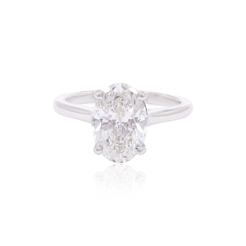 PLATINUM OVAL 3.01CT DIAMOND SOLITAIRE ENGAGEMENT RING