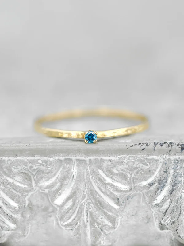 14K Blue Diamond Wish Ring