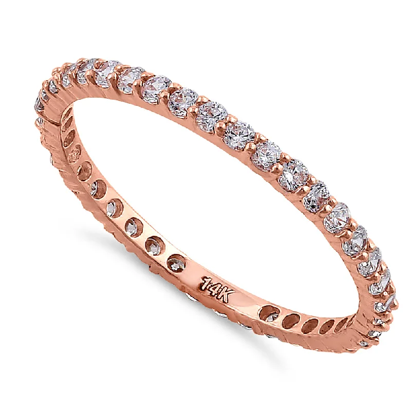 Solid 14K Rose Gold Eternity CZ Band