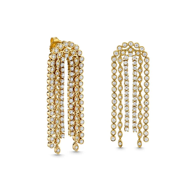 Gold & Diamond Trio Chain Drop Earring