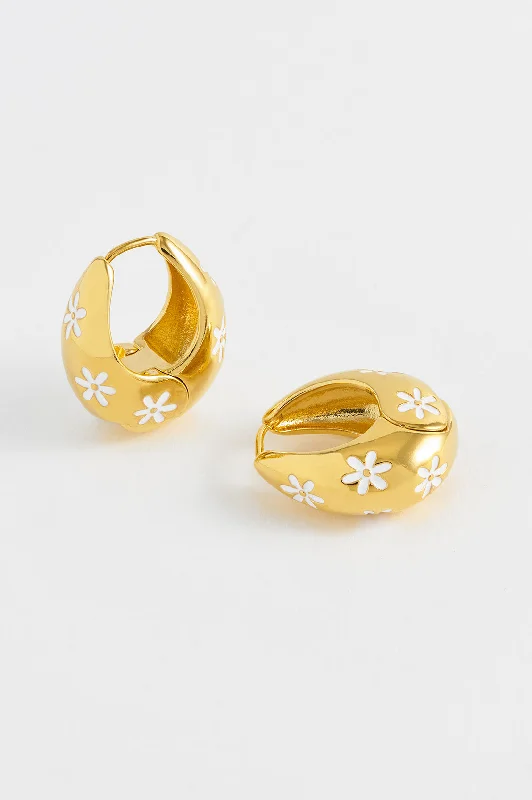 Chunky Floral Hinge Hoops