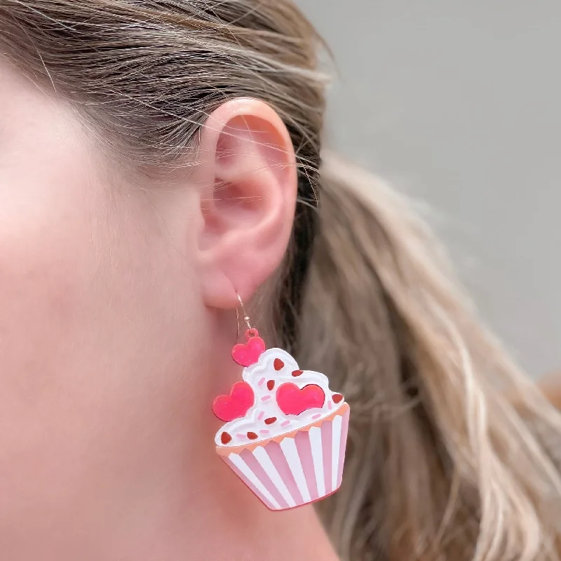 Valentine's Cupcake Dangle Earrings