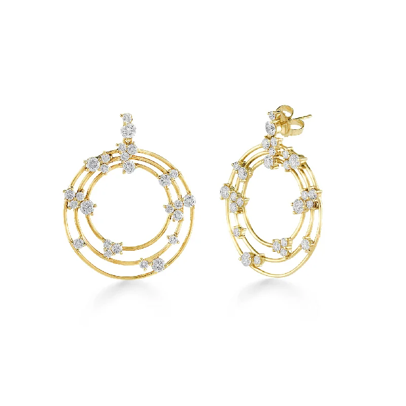 Gold & Diamond Cocktail Wire Statement Earrings